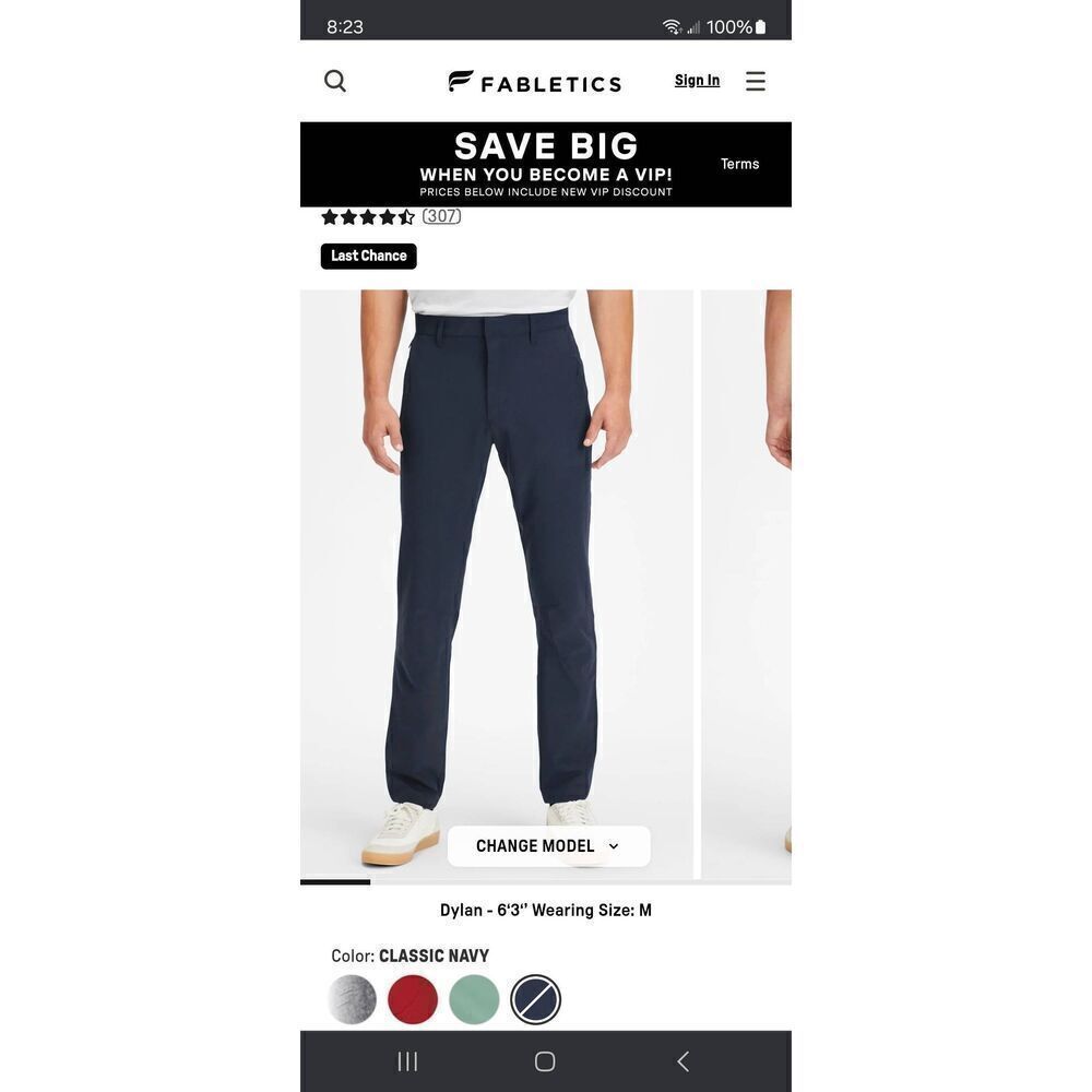 New Small Fabletics Classic Navy Blue The Only Pants Water Resistant Lightweight